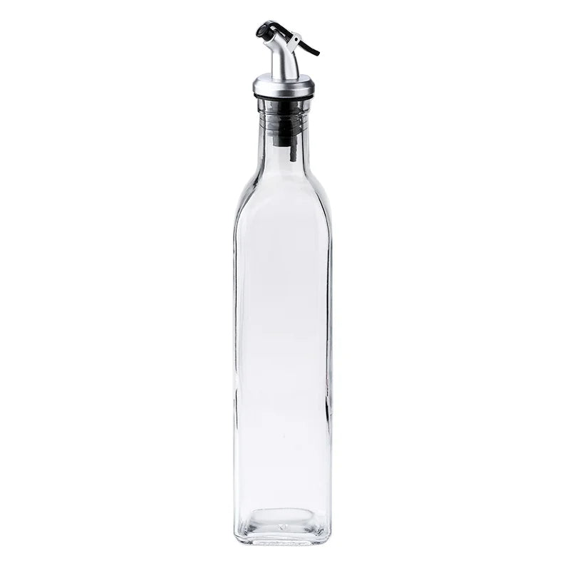 Transparent Glass Olive Oil Bottle – Leakproof Press-Type Cruet (150 / 250 / 500ML)