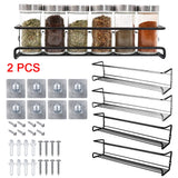 Kitchen Organizer 2 Pcs Metal Hanging Racks – Wall-Mounted Spice Jar Storage Shelf
