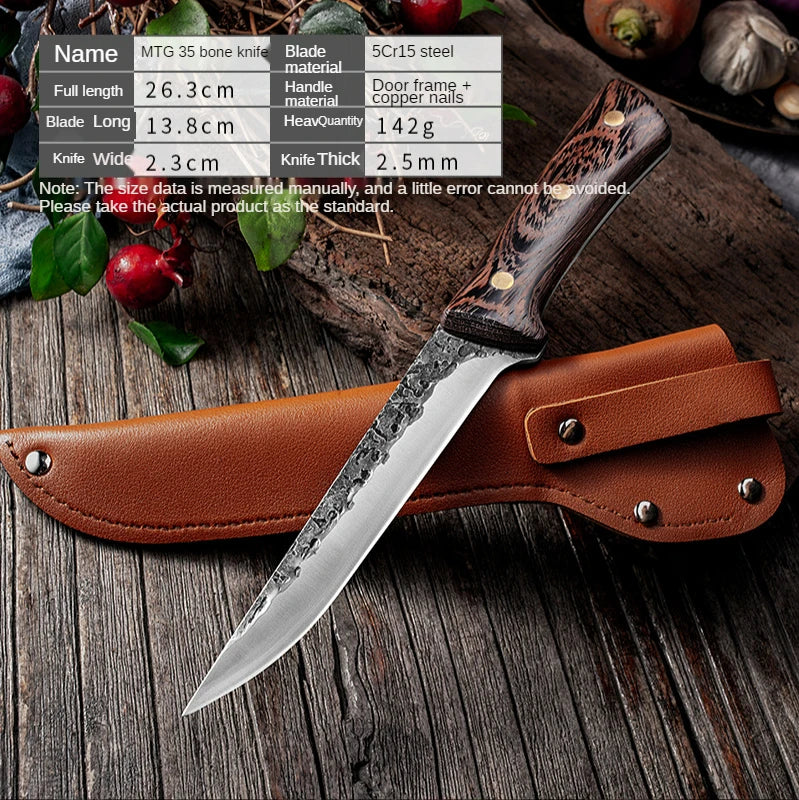 ALLWIN Handmade Forged Boning Knife Set – 5Cr15 Stainless Steel Butcher & Chef Knives with Wenge Wood Handle