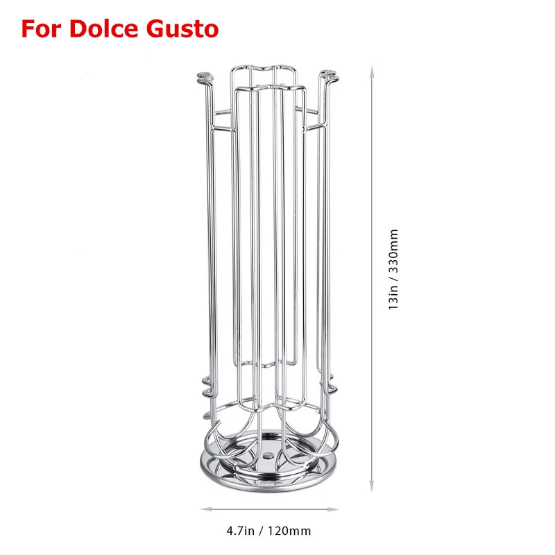 LMETJMA 360° Rotating Dolce Gusto Coffee Capsule Holder – Stainless Steel Storage Stand (JT222)