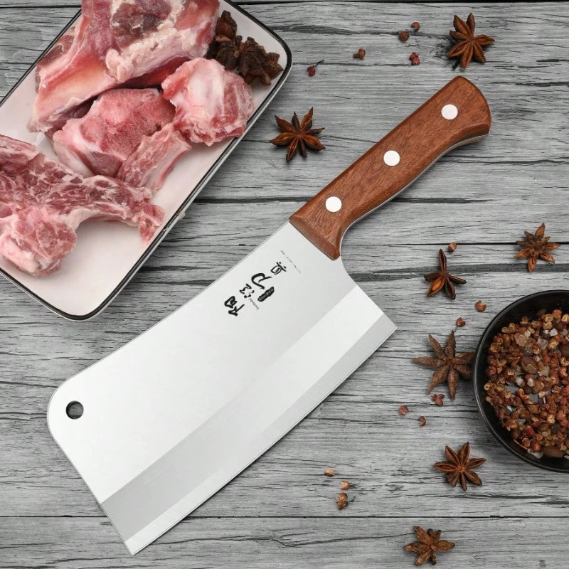 PTIEB Stainless Steel Kitchen Cleaver – Sharp Household Knife for Meat, Vegetables & Small Bones
