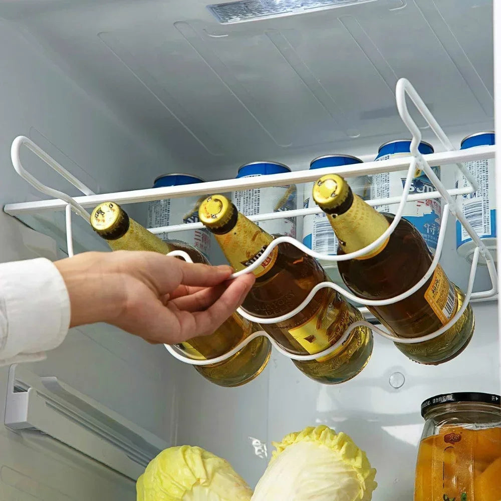 Refrigerator Organizer Rack – Sliding Beer & Wine Bottle Holder Shelf for Fridge Storage