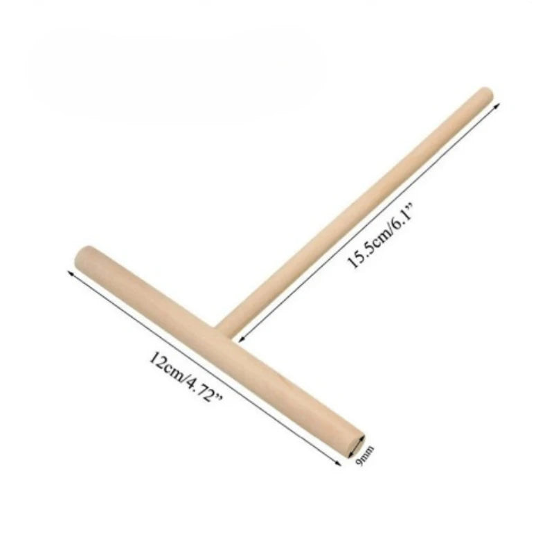 T-Shaped Bamboo Pancake Spatula – Round Head Wooden Cooking Tool