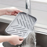 Sink Silicone Tray with Drain – Soap & Sponge Storage Holder for Kitchen & Countertop