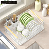 Single Tier Dish Drying Rack – Steel Bowl Organizer with Utensil Holder