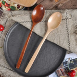 2PCS Wooden Spoon Set – Natural Wood Kitchen Tableware for Soup, Tea & Coffee