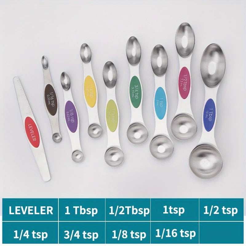 9-Piece Double-Head Stainless Steel Measuring Spoons | Magnetic -Engraved Scale