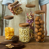 Wood Lid Glass Airtight Canister – Food Storage Jar for Tea, Coffee, Grains & Candy