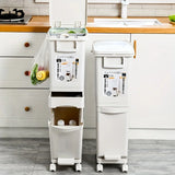 29L/32L Large Dual-Compartment Trash Can – Foot Pedal Plastic Bin with Dry & Wet Separation