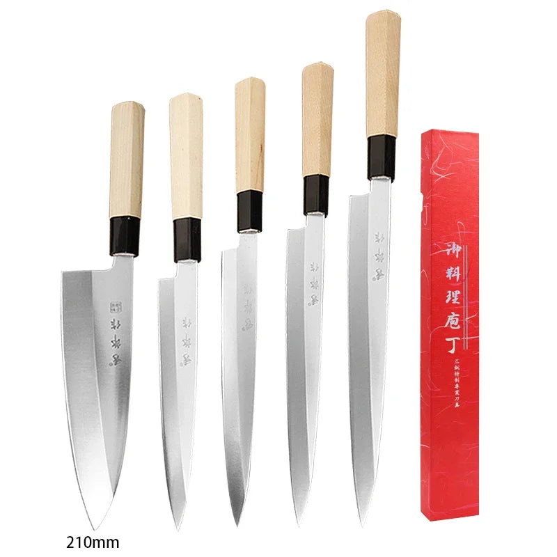 WXCOO Japanese Salmon Sashimi Knife – Professional Stainless Steel Fish & Meat Slicing Knife with Box