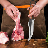 WXCOO Hand-Forged Kitchen Cleaver – Multifunctional Boning, BBQ & Fruit Slicing Knife with Sheath