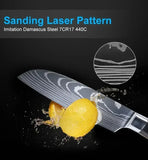 Professional Santoku Cleaver Knife – Laser Damascus Pattern Stainless Steel Butcher & Boning Knife
