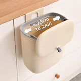 Plastic Wall-Mounted Trash Can with Sliding Lid – Hanging Garbage Bin for Bathroom, Kitchen & Cabinet Door