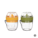 Plastic Lemon Squeezer with Lid – Manual Citrus Juicer Cup with Pour Spout