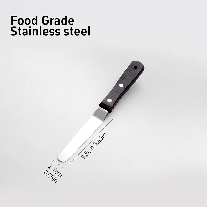 Stainless Steel Cake Spatula & Icing Knife – Wooden Handle Smoother (4/6/8/10 Inch)
