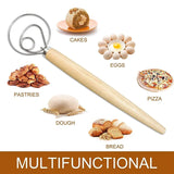 Danish Dough Whisk – Stainless Steel Bread Dough Mixer with Wooden Handle