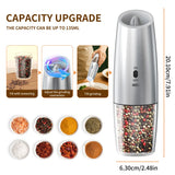 Gravity Sensing Electric Salt & Pepper Grinder Set – Automatic USB Rechargeable Adjustable Spice Mill