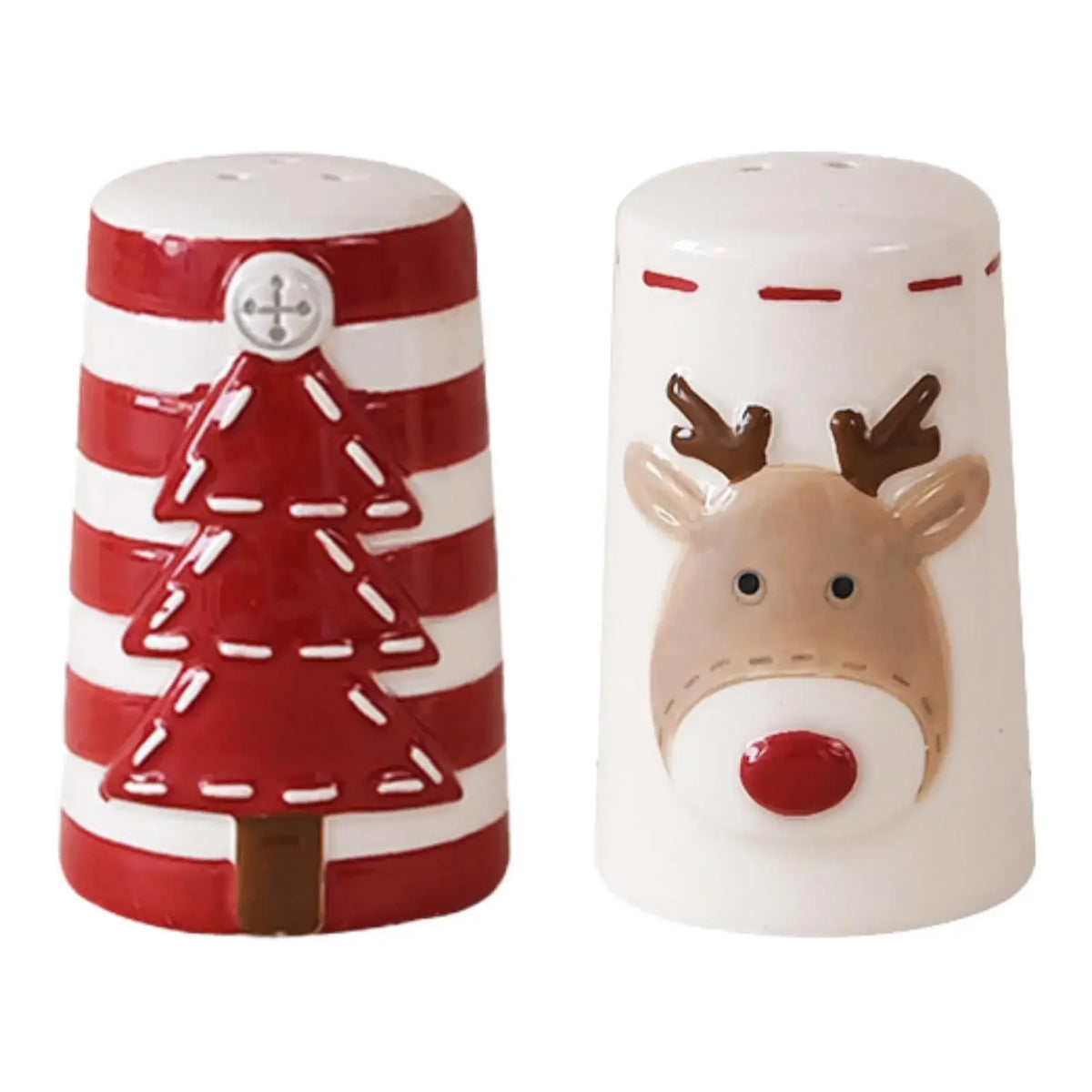 2Pcs Nordic Style Santa Claus Salt and Pepper Shaker Set – Creative Christmas Ceramic Seasoning Bottles