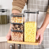 5PCS Transparent Sealed Jar Food Storage Set – Stackable Multigrain Kitchen Organizer