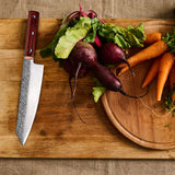 Japanese Santoku Chef Knife – Laser Damascus Pattern Stainless Steel with Solid Wood Handle