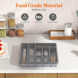 Silverware Organizer with Lid – Covered Utensil Tray for Kitchen Drawer & Countertop