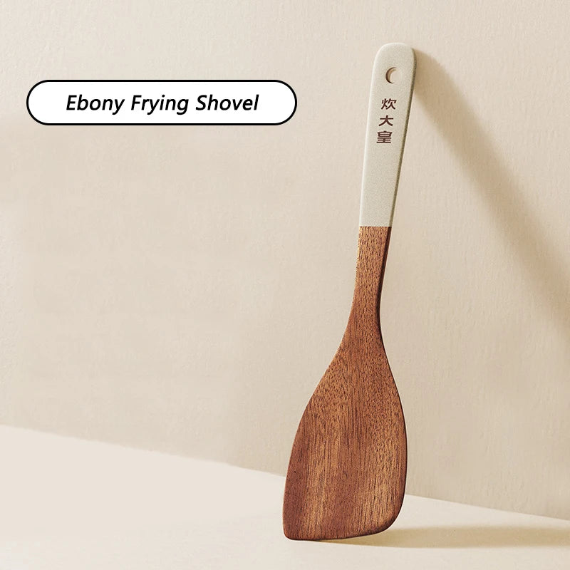 COOKER KING Ebony Wood Spatula – Heat-Resistant Non-Stick Stir Fry & Rice Spoon