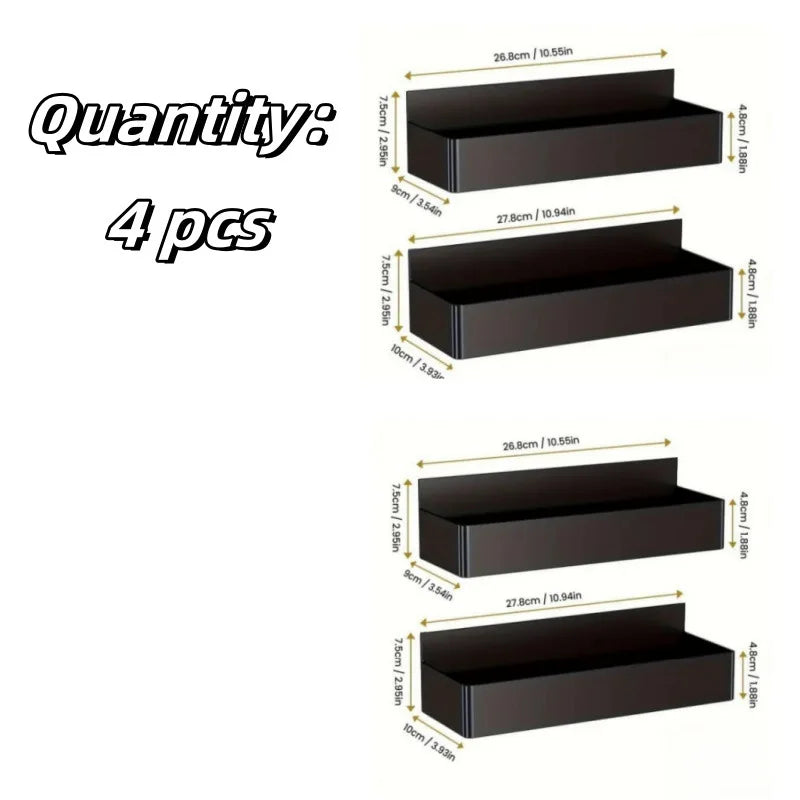 2/4pcs Magnetic Storage Rack Punch-Free – Refrigerator Organizer for Kitchen & Bathroom