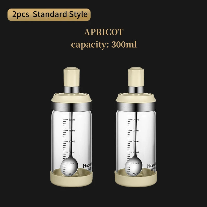 Glass Spice Jar Organizer – Sugar Bowl & Salt Shaker with Spoon