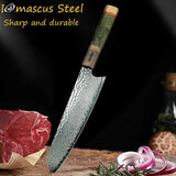 8" Professional Chef Knife – 67-Layer VG10 Damascus Steel with Stabilized Colored Wood Handle