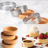 Perforated Stainless Steel Tart Rings – 6PCS/12PCS Round Cake & French Dessert Molds