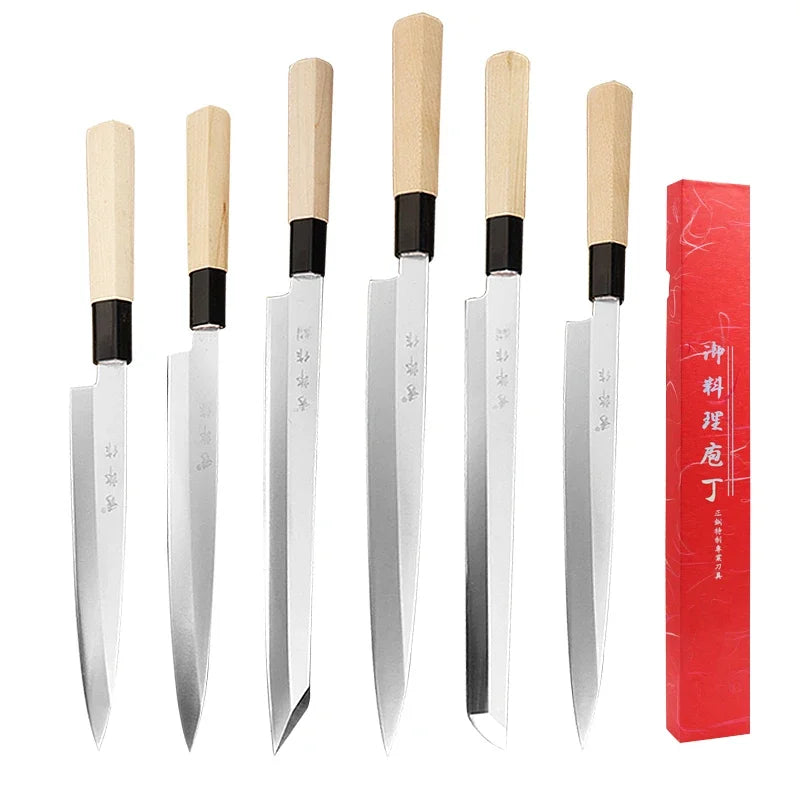 WXCOO Japanese Salmon Sashimi Knife – Professional Stainless Steel Fish & Meat Slicing Knife with Box