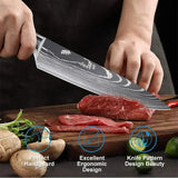 Professional Santoku Cleaver Knife – Laser Damascus Pattern Stainless Steel Butcher & Boning Knife