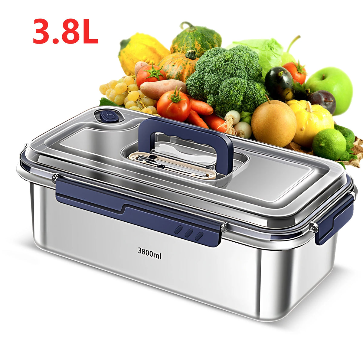 Airtight 316 Stainless Steel Food Storage Container – Large Capacity Leakproof Kitchen Storage with Date Indicator