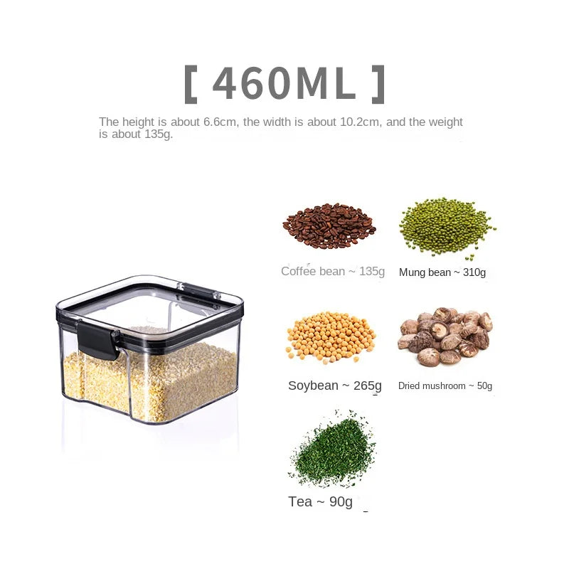 5PCS Transparent Sealed Jar Food Storage Set – Stackable Multigrain Kitchen Organizer