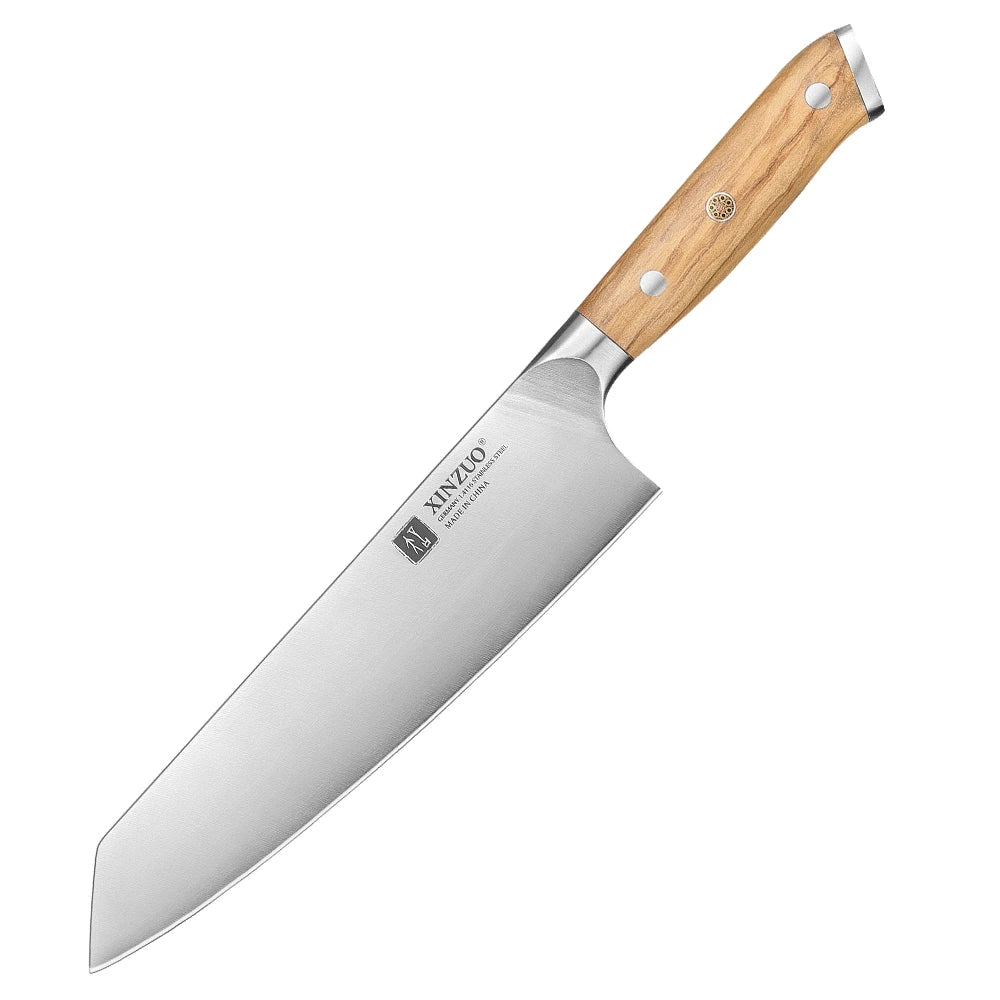 XINZUO 8.3" Bunka Knife – German 1.4116 Steel Super Sharp Kitchen Knife with Olive Wood Handle