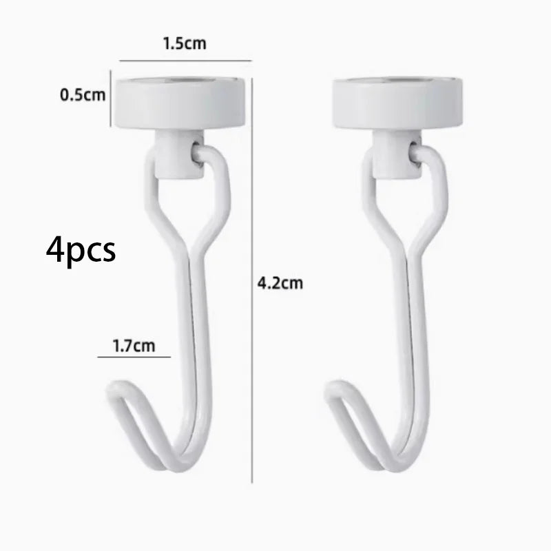 Neodymium Magnetic Hooks 5KG – 360° Rotating No-Drill Heavy-Duty Kitchen Organizers (4PCS)