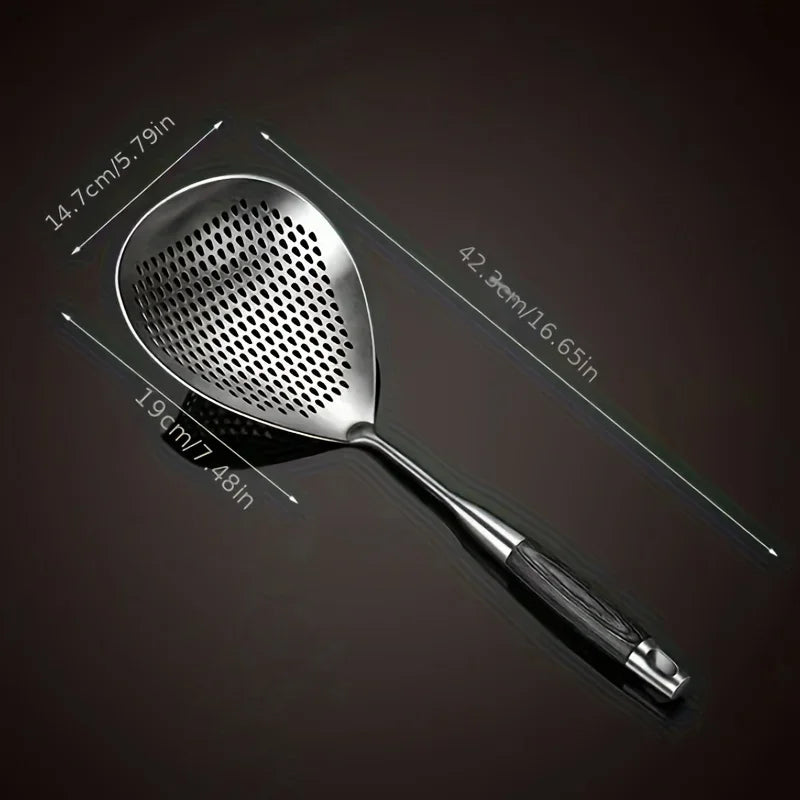 201 Stainless Steel Kitchen Strainer – Cooking Colander with Wood Handle