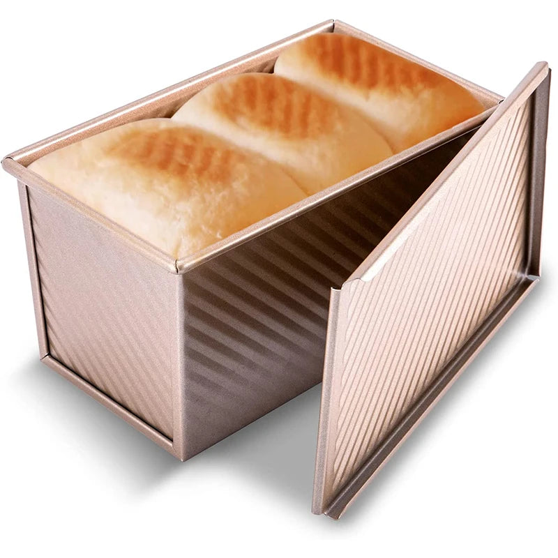 LMETJMA Pullman Loaf Pan with Lid, 1 lb Non-Stick Bread Mold