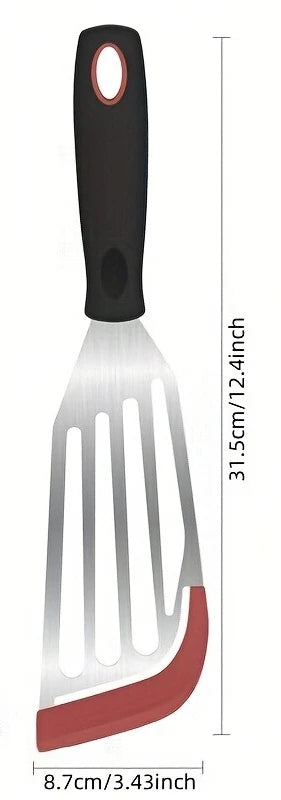 Stainless Steel & Silicone Cooking Spatula – Heat-Resistant Frying & Steak Flipper