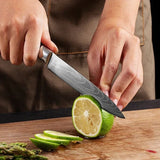 3PCS Professional Kitchen Knife Set Laser Damascus Santoku, Utility & Meat Cleaver