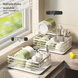 Single Tier Dish Drying Rack – Steel Bowl Organizer with Utensil Holder