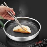Tri-Ply 316 Stainless Steel Frying Pan Wok 28cm – Double-Sided Honeycomb Skillet for All Stoves