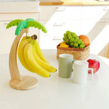 Wooden Banana Rack – Hanging Fruit Stand with Decorative Leaf Design