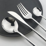Black Handle Golden Cutlery Set – 24Pcs Stainless Steel Knife, Fork & Spoon Dinnerware