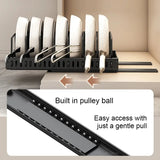 Pull-Out Multifunctional Kitchen Organizer – Adjustable Pots & Pans Lid Holder with Sliding Drawer