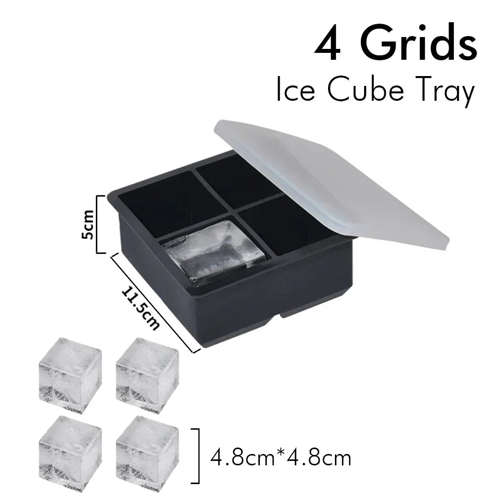 Silicone Ice Cube Tray & Ice Ball Mold, Square & Sphere Freezer Maker with Lid