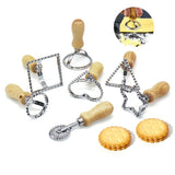 Manual Pasta & Cookie Molds – Ravioli Cutter & Cookie Press Mold with Wooden Handle