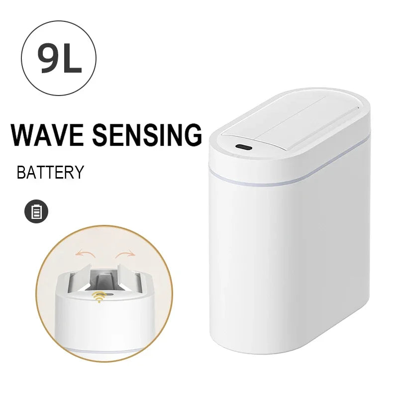 7/9L Two-Way Smart Sensor Trash Can – Wall-Mounted Narrow Slit Induction Bin for Toilet & Kitchen