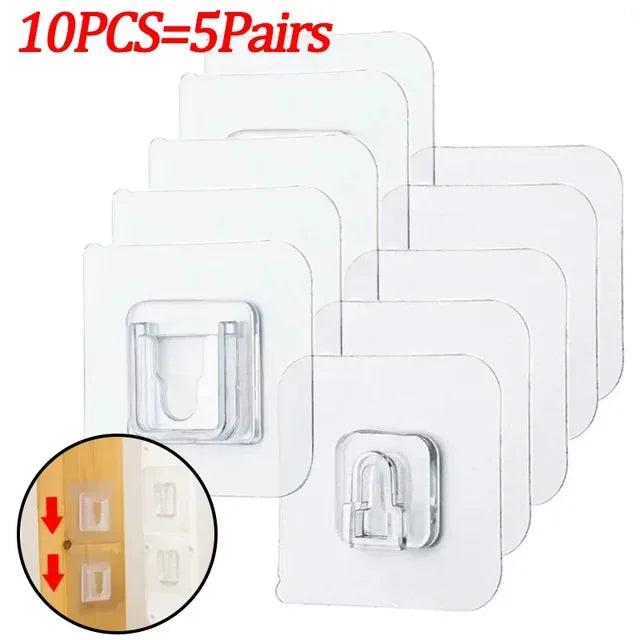 Double-Sided Adhesive Wall Hooks – Strong Transparent Suction Cup Hangers for Kitchen & Bathroom