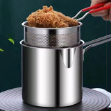 304 Stainless Steel Deep Fryer with Frying Basket – Multifunction Small Kitchen Pot